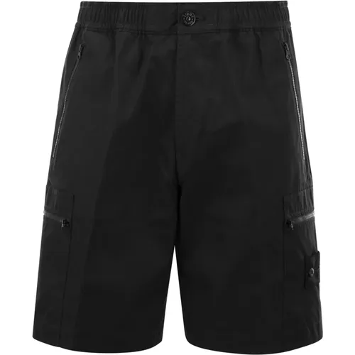 Lightweight Cotton Cargo Bermuda Shorts , male, Sizes: W36 - Stone Island - Modalova