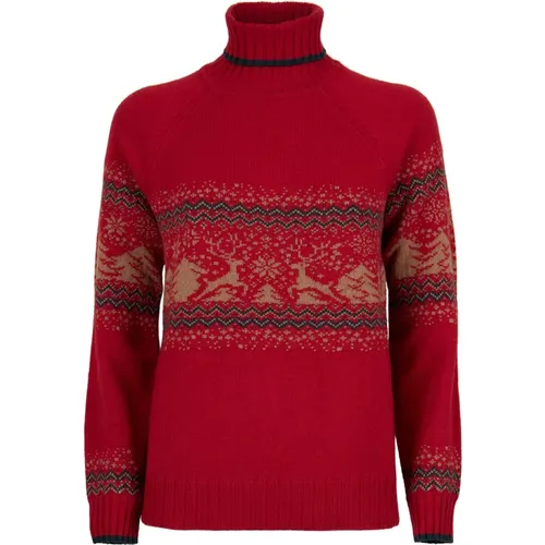 Weihnachts Turtleneck Pullover Damen Rot , Damen, Größe: S - Gallo - Modalova