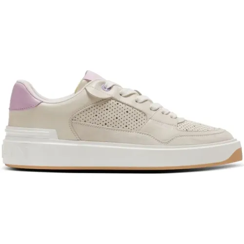 Creme Leder Sneaker , Damen, Größe: 40 EU - Balmain - Modalova