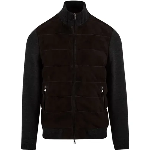 Brauner Ledermantel Jasper Knit 618 , Herren, Größe: 2XL - The Jack Leathers - Modalova