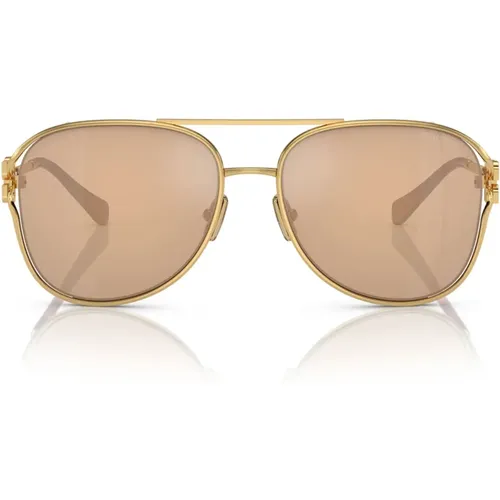 Elegante Tropfen Gold Sonnenbrille , Damen, Größe: 58 MM - Miu Miu - Modalova