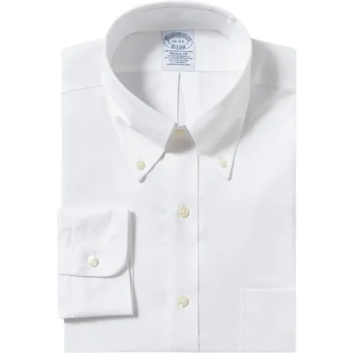 Weiße Regular Fit Non-Iron Performance Hemd mit Button Down Kragen , Herren, Größe: 2XL - Brooks Brothers - Modalova