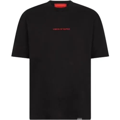 Schwarzes T-Shirt mit Slogan-Druck - Vision OF Super - Modalova