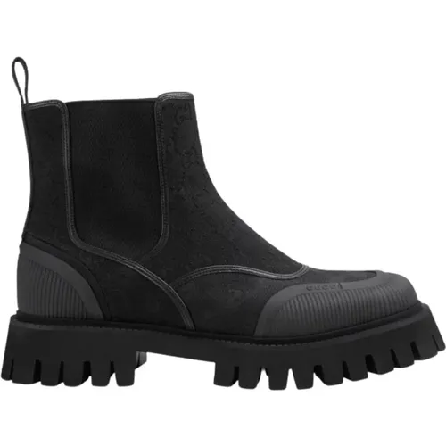 GG-jacquard canvas ankle boots , male, Sizes: 8 UK, 9 1/2 UK, 10 UK - Gucci - Modalova