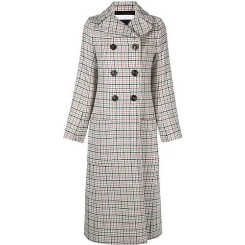 Checked Print Double-Breasted Coat , female, Sizes: XS - See by Chloé - Modalova