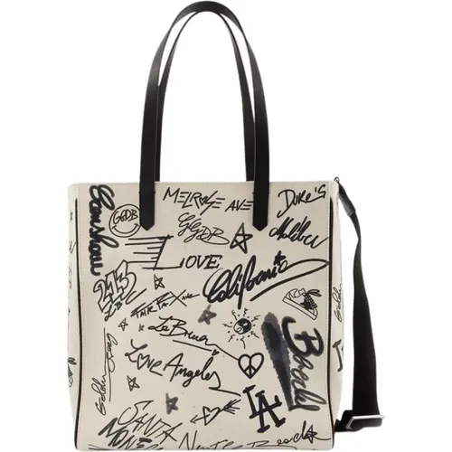 California Tote Bag - White/Black Leather , unisex, Sizes: ONE SIZE - Golden Goose - Modalova