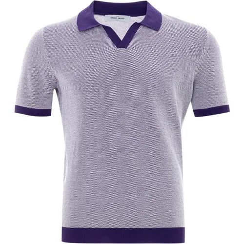 Purple Cotton Polo Tennis Shirt , male, Sizes: L - Gran Sasso - Modalova