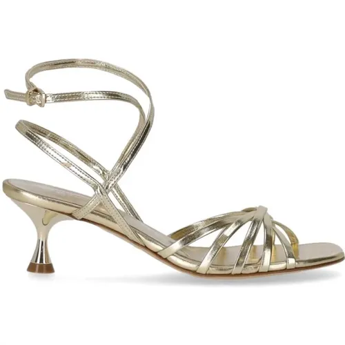 Goldener Sandale mit Gekreuzten Riemen , Damen, Größe: 40 EU - Ncub - Modalova