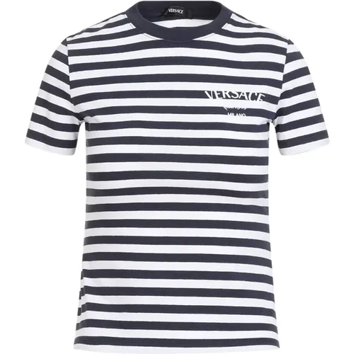 Nautical Stripes T-Shirt White , female, Sizes: S, XS - Versace - Modalova
