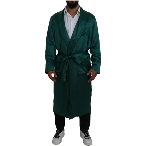 Silk Waist Belt Robe Sleepwear , male, Sizes: S - Dolce & Gabbana - Modalova