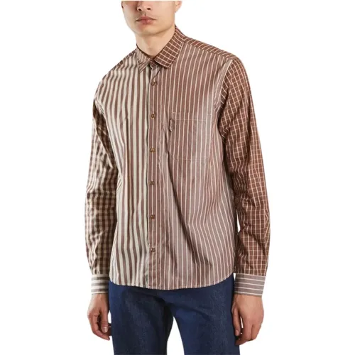 Curtis Patchwork Shirt , male, Sizes: M, XL, S - YMC You Must Create - Modalova