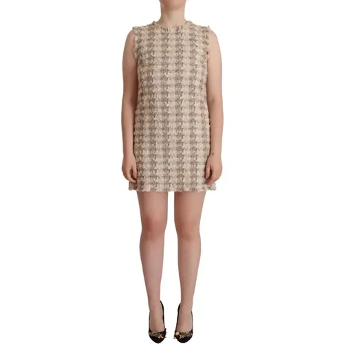 Checkered Sleeveless Mini Shift Dress , female, Sizes: XS - Dolce & Gabbana - Modalova