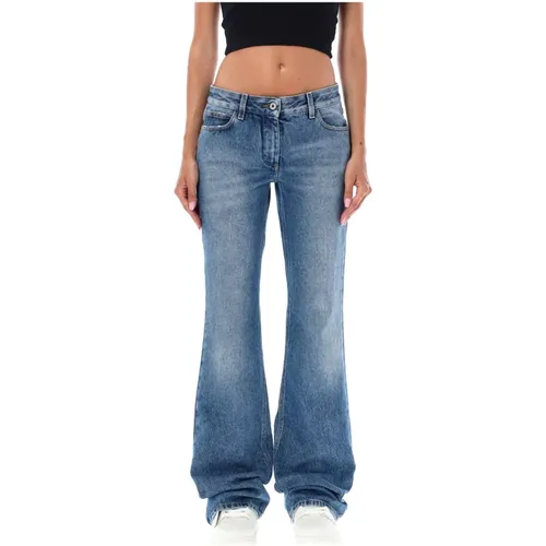 Blaue Slim Flared Jeans für Damen , Damen, Größe: W28 - Off White - Modalova