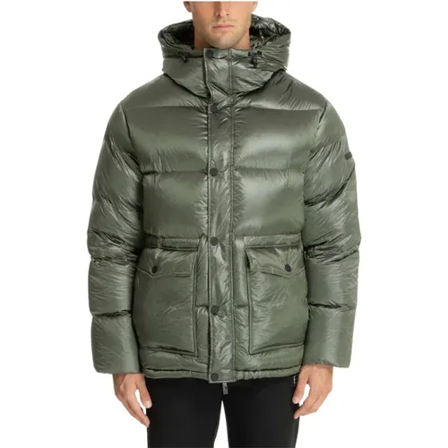 Snap-Zip Plain Logo Pockets Down Jacket , male, Sizes: M - Emporio Armani EA7 - Modalova