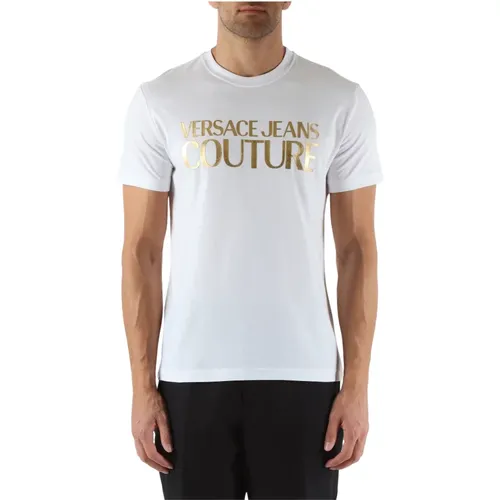 Slim Fit Cotton Logo T-shirt , male, Sizes: L, XL, S, M - Versace Jeans Couture - Modalova