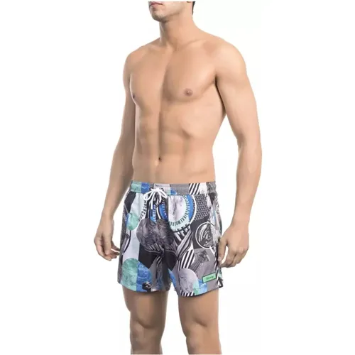 Bunte Badehose mit All-over-Print - Bikkembergs - Modalova