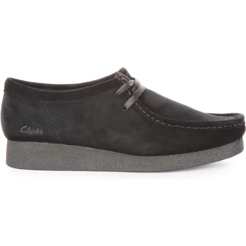 Black Suede Wallabee Evo Women's Shoe , female, Sizes: 8 UK - Clarks - Modalova