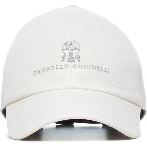 Ivory Cotton Baseball Cap with Logo , male, Sizes: M, L - BRUNELLO CUCINELLI - Modalova