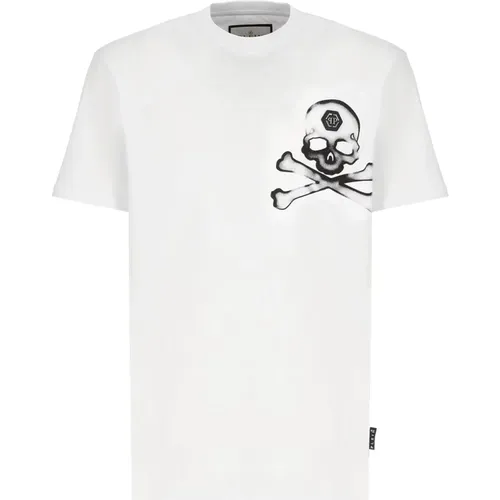 Weiße T-Shirt mit Logo Patch für Männer , Herren, Größe: M - Philipp Plein - Modalova