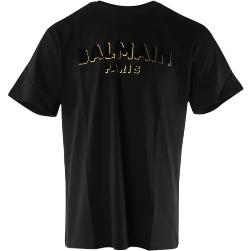 Paris T-Shirt 100% Baumwolle schwarz Herren , Herren, Größe: 2XL - Balmain - Modalova
