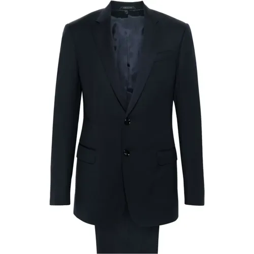 Navy Wool Suit Set , male, Sizes: M, L - Giorgio Armani - Modalova