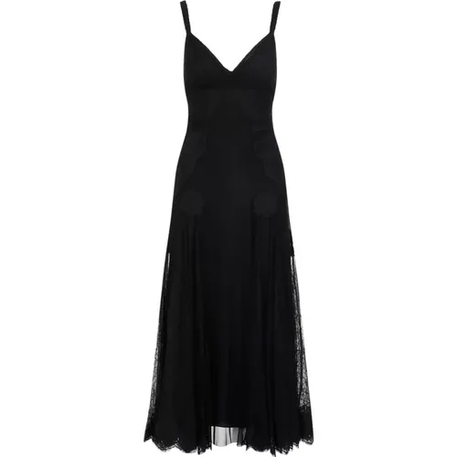 Lace V-Neck Long Dress , female, Sizes: XS - Dolce & Gabbana - Modalova