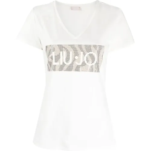 Cotton T-shirts and Polos with Rhinestone Embellishment , female, Sizes: M, XL - Liu Jo - Modalova
