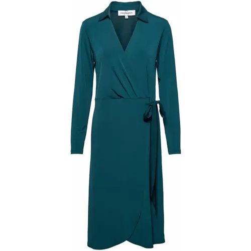 Wickelkleid in Dunkel Teal , Damen, Größe: S - &Co Woman - Modalova