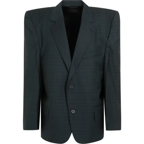 Dark Wool Boxy Jacket , male, Sizes: S - Balenciaga - Modalova