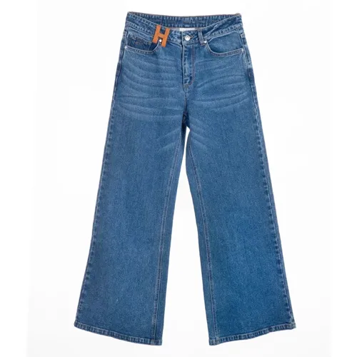 Wide Leg Denim Jeans with Unique Style , female, Sizes: XL, L, 2XL - Hést - Modalova