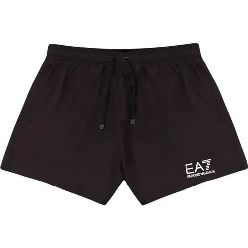 Schwarze Badehose mit Schnürung und Taschen - Emporio Armani EA7 - Modalova