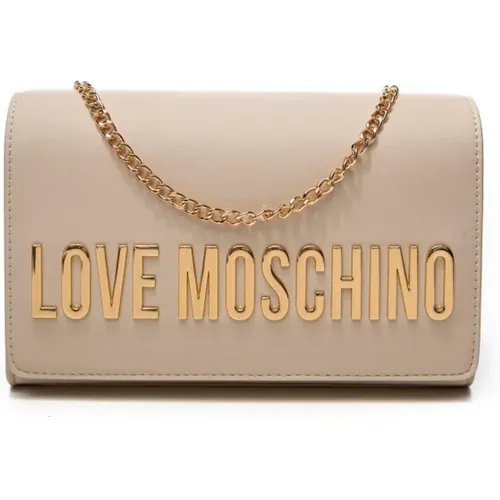 Umweltfreundliche kleine Korn-Tasche mit Gold-Logo , Damen, Größe: ONE Size - Love Moschino - Modalova