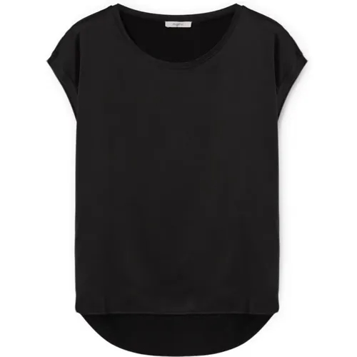 T-Shirt mit Satinfront und Kimonoärmeln , Damen, Größe: L - Motivi - Modalova