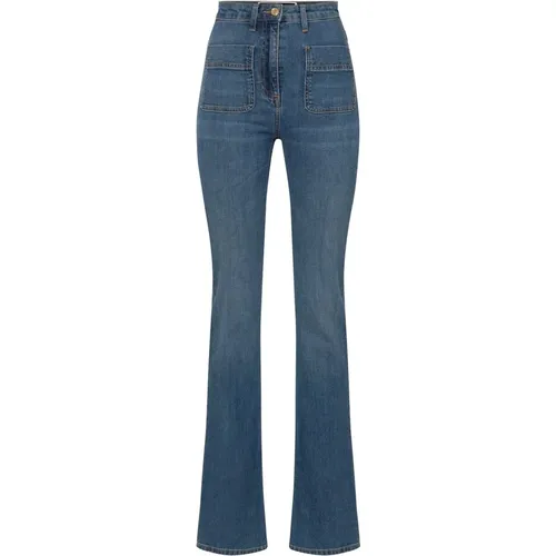 Flared Denim Jeans for Women , female, Sizes: W26, W28, W29 - Elisabetta Franchi - Modalova
