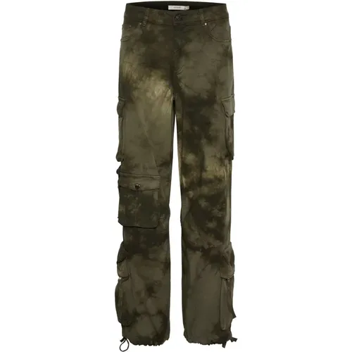 Cargo Hose Grün Tie Dye Loose Fit , Damen, Größe: M - Gestuz - Modalova