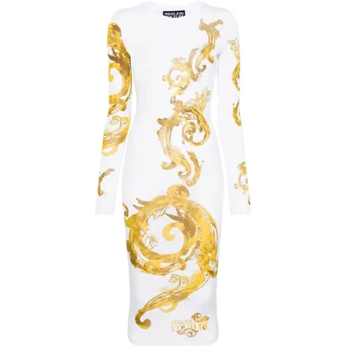 Wasserfarben Barock Weißes Organza Kleid - Versace Jeans Couture - Modalova