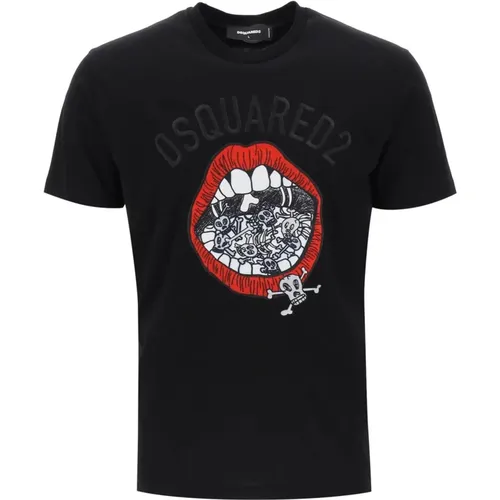 Besticktes T-Shirt mit Cool Fit - Dsquared2 - Modalova