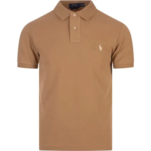Coffee-Coloured Polo Shirt with Embroidered Pony , male, Sizes: M, L, S, XL, 2XL - Ralph Lauren - Modalova