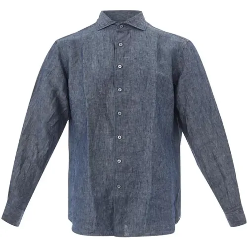 Elegantes blaues Leinenhemd für Männer , Herren, Größe: 2XL - Lardini - Modalova