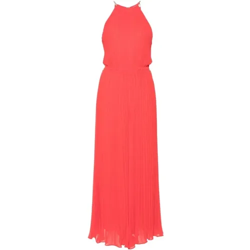 Rotes Plissiertes Langes Jumpsuit Kleid , Damen, Größe: XS - Michael Kors - Modalova