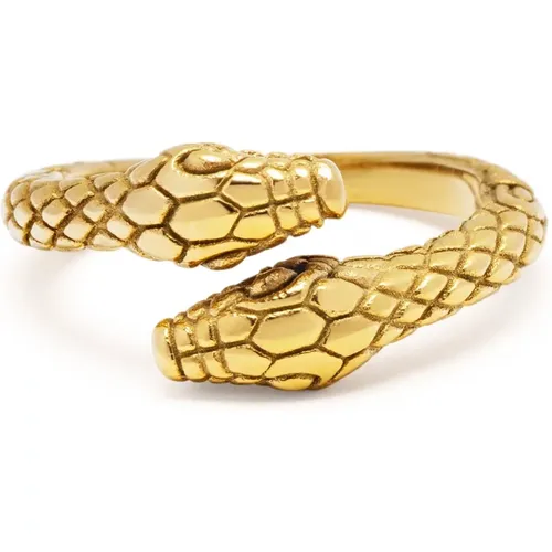 Men's Gold Plated Vintage Snake Ring - Nialaya - Modalova