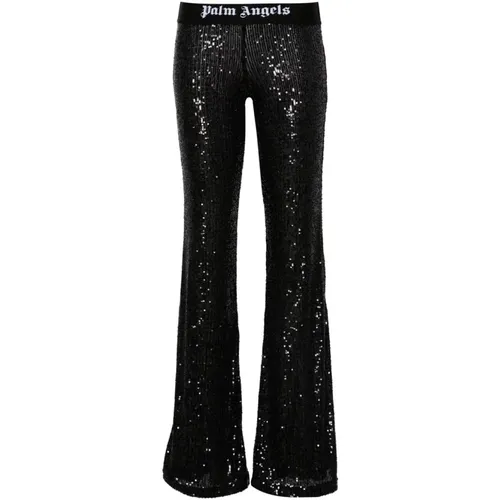 Sequin Flared Trousers , female, Sizes: XS, L, M - Palm Angels - Modalova