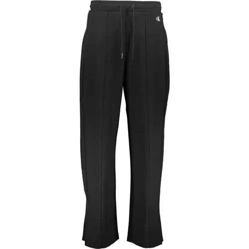 Sportliche Schwarze Damen Hose Bestickt Logo - Calvin Klein - Modalova