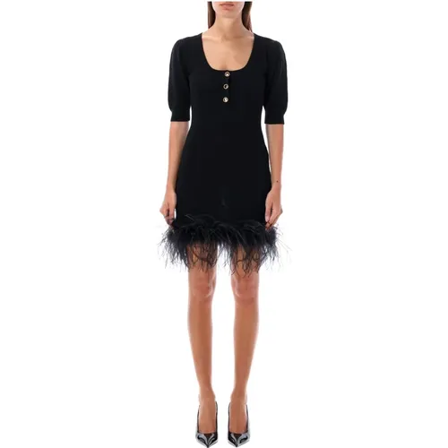 Feather Trim Mini Dress , female, Sizes: S - Alessandra Rich - Modalova