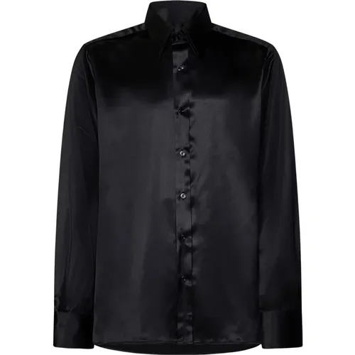 Silk Charmeuse Slim-Fit Shirt , male, Sizes: 4XL - Tom Ford - Modalova