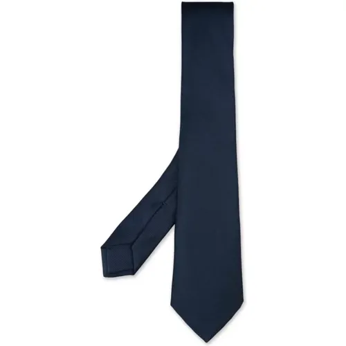 Einfarbige Navy Blaue Seidenkrawatte - Kiton - Modalova