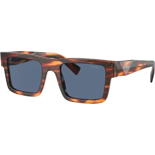 Striped Sunglasses in Dark Blue , male, Sizes: 52 MM - Prada - Modalova