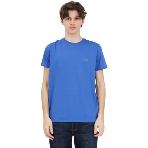 Blaues Logo-Patch T-Shirt , Herren, Größe: 2XL - Lacoste - Modalova