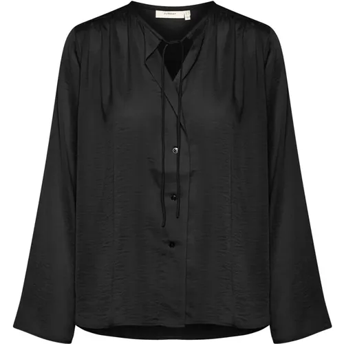 Schwarze V-Ausschnitt Bluse mit Knöpfen - InWear - Modalova