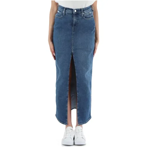 Denim Maxirock mit Frontschlitz , Damen, Größe: W31 - Calvin Klein Jeans - Modalova